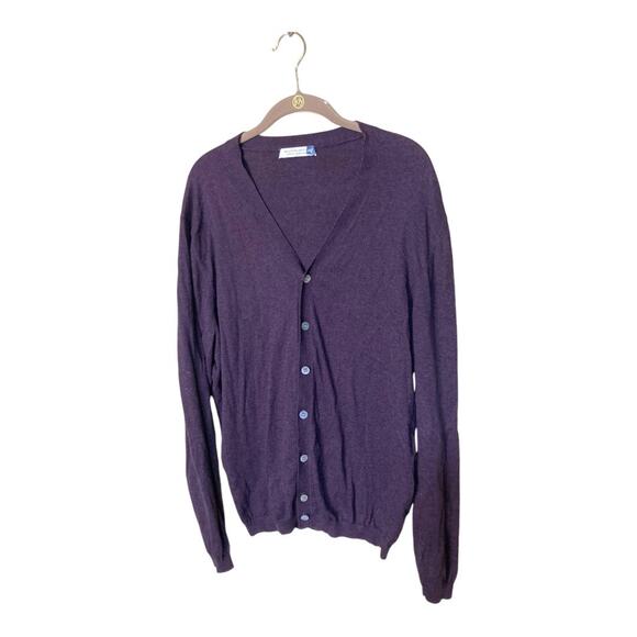 Suit Supply Button Up Cardigan Purple Cotton Cashmere Blend‎ Size XL - Picture 1 of 9